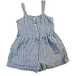 Old Navy Blue and White Striped Kids Romper Medium (8)